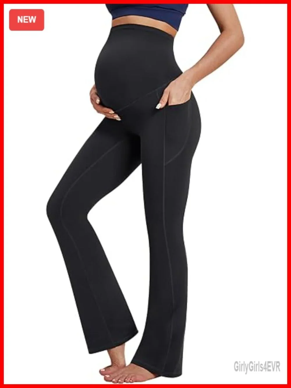 Fleece Lined Maternity Pants Flare Leggings Yoga Pants Work Pregnancy Clothes
